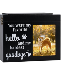 Urne en bois pour animaux de compagnie Memorial cylindre PET ashes Photo Box souvenir en bois Memorial cylindre avec tableau noir