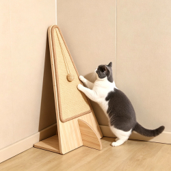 实木多层板三角剑麻猫抓柱 猫咪磨爪休息架