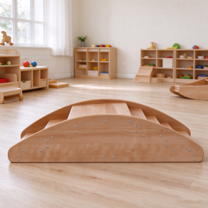 幼儿园感统训练设준비 0-1. 5 宝宝榉木学爬桥儿童月亮船平衡板两用
